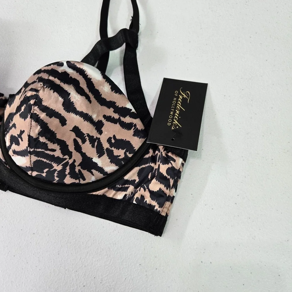 Fredericks Of Hollywood Women Bra Medium Beige Animal Print Zalia Balconette NWT